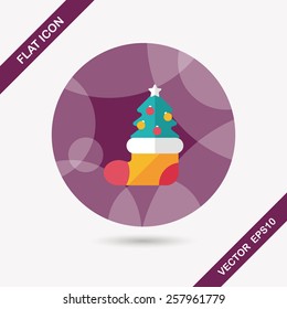 Christmas tree flat icon with long shadow, eps10