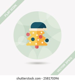 Christmas tree flat icon with long shadow, eps10