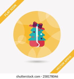 Christmas tree flat icon with long shadow, eps10