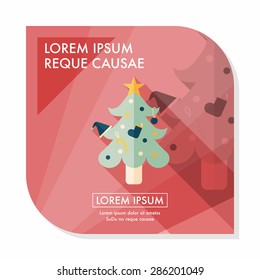 Christmas tree flat icon with long shadow,eps10