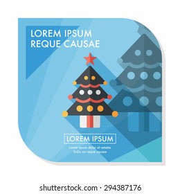 Christmas tree flat icon with long shadow, eps10