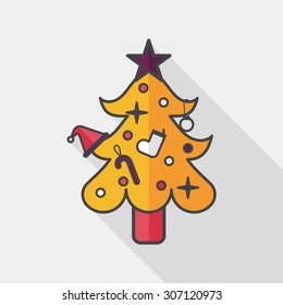 Christmas tree flat icon with long shadow,eps10