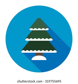 Christmas tree flat icon with long shadow