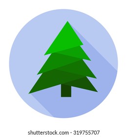 Christmas tree flat icon with long shadow