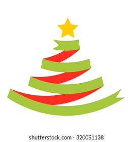 Christmas tree flat icon with long shadow