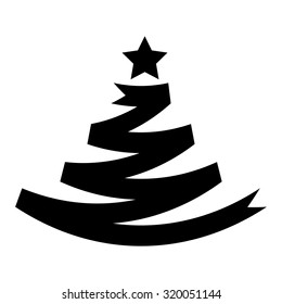 Christmas tree flat icon with long shadow