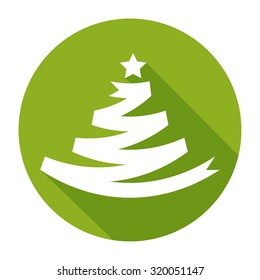 Christmas tree flat icon with long shadow