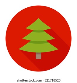 Christmas tree flat icon with long shadow