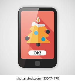 Christmas tree flat icon with long shadow, eps10