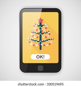 Christmas tree flat icon with long shadow,eps10