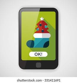 Christmas tree flat icon with long shadow, eps10