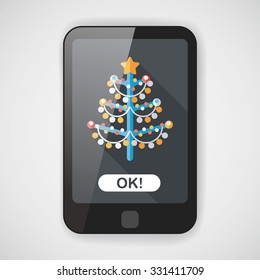 Christmas tree flat icon with long shadow,eps10