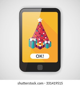Christmas tree flat icon with long shadow eps10