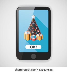 Christmas tree flat icon with long shadow eps10