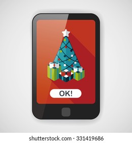Christmas tree flat icon with long shadow eps10