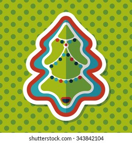 Christmas tree flat icon with long shadow eps10