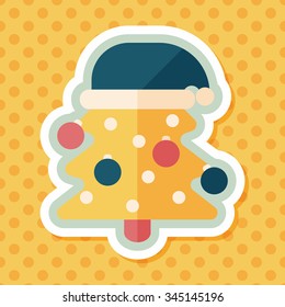 Christmas tree flat icon with long shadow, eps10