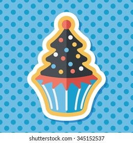 Christmas tree flat icon with long shadow,eps10