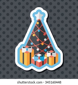 Christmas tree flat icon with long shadow eps10