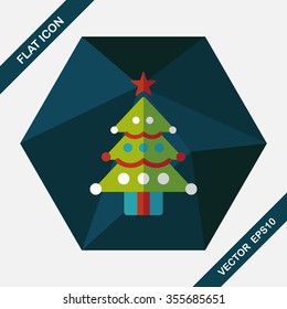 Christmas tree flat icon with long shadow, eps10
