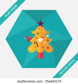 Christmas tree flat icon with long shadow,eps10