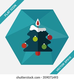 Christmas tree flat icon with long shadow, eps10