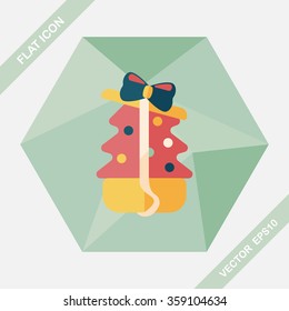 Christmas tree flat icon with long shadow, eps10