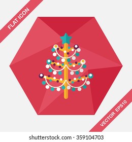 Christmas tree flat icon with long shadow,eps10