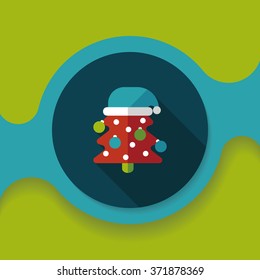 Christmas tree flat icon with long shadow, eps10