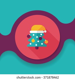 Christmas tree flat icon with long shadow, eps10