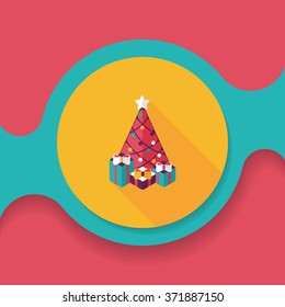 Christmas tree flat icon with long shadow eps10