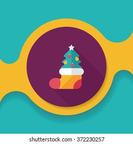 Christmas tree flat icon with long shadow, eps10