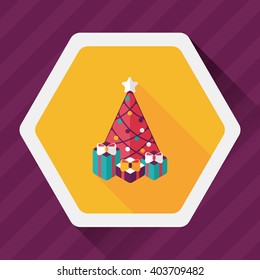 Christmas tree flat icon with long shadow eps10