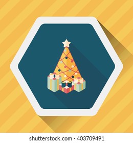 Christmas tree flat icon with long shadow eps10