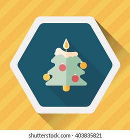 Christmas tree flat icon with long shadow, eps10
