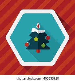 Christmas tree flat icon with long shadow, eps10