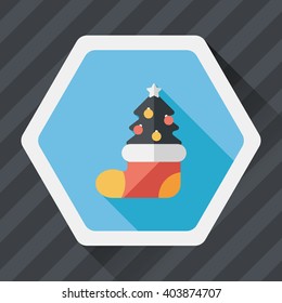 Christmas tree flat icon with long shadow, eps10