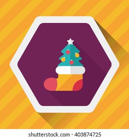 Christmas tree flat icon with long shadow, eps10