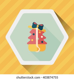 Christmas tree flat icon with long shadow, eps10