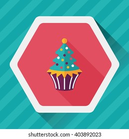 Christmas tree flat icon with long shadow,eps10