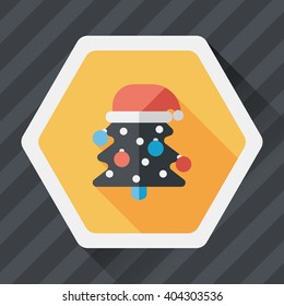 Christmas tree flat icon with long shadow, eps10