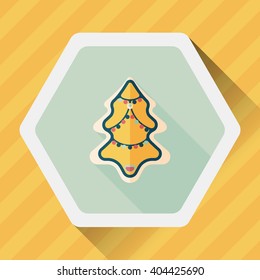 Christmas tree flat icon with long shadow eps10