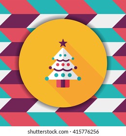 Christmas tree flat icon with long shadow, eps10