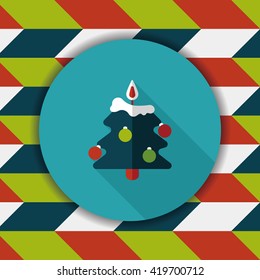 Christmas tree flat icon with long shadow, eps10