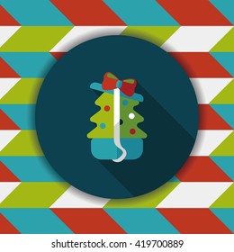 Christmas tree flat icon with long shadow, eps10