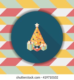 Christmas tree flat icon with long shadow eps10