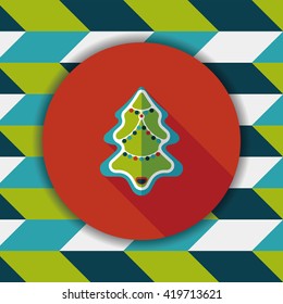Christmas tree flat icon with long shadow eps10