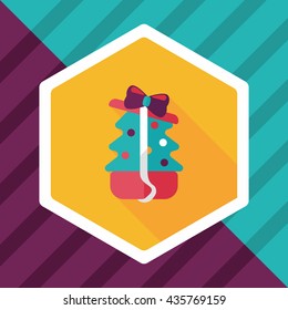 Christmas tree flat icon with long shadow, eps10