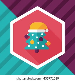 Christmas tree flat icon with long shadow, eps10