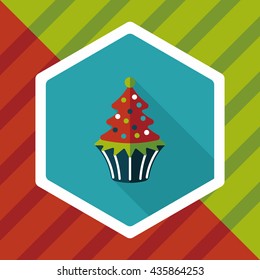 Christmas tree flat icon with long shadow,eps10